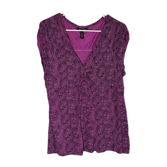 Banana Republic Purple Swirl Patterned Short-Sleeve Top, XL, Pre-owned - Picture 2 of 6